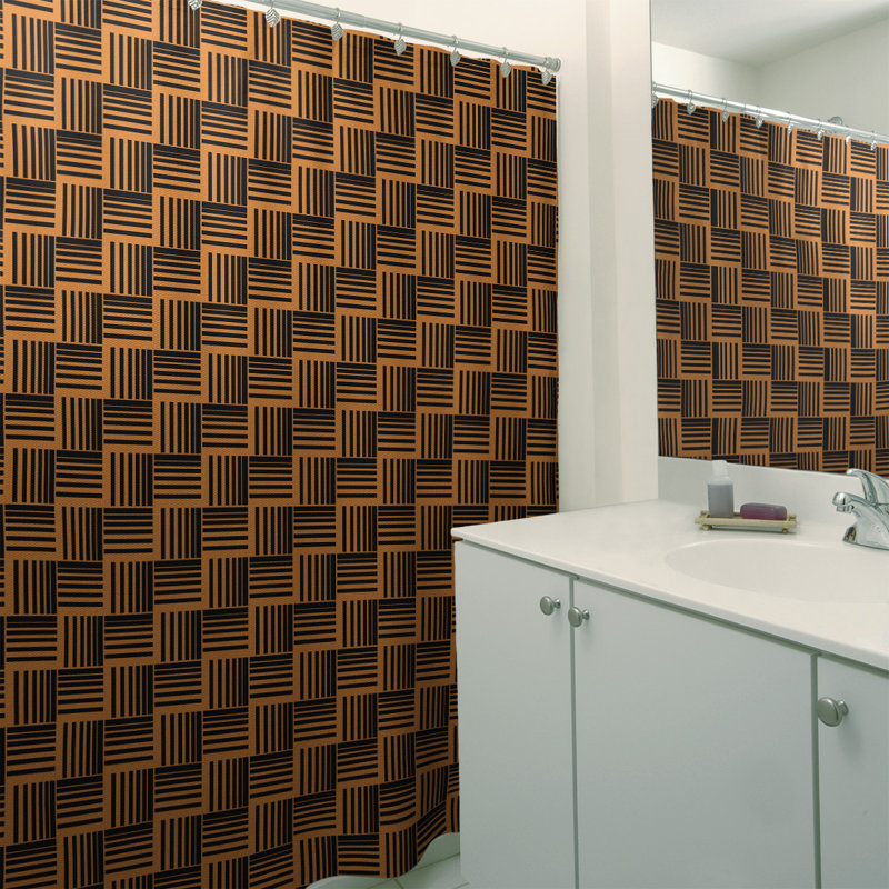 Rideau de douche simple basketweave rayures classic, Carotte