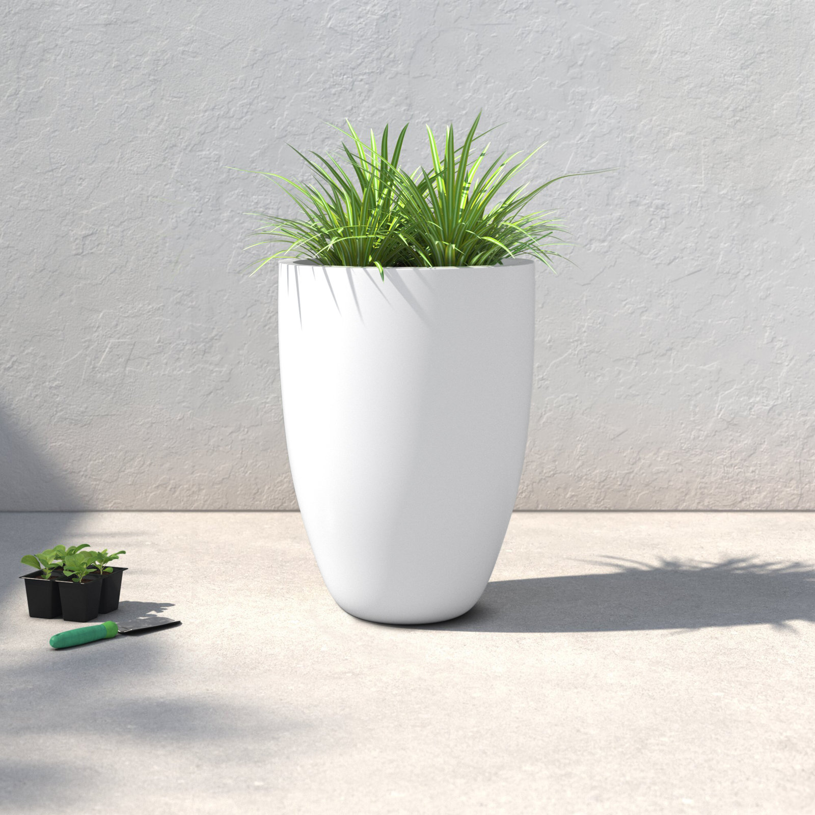 Elbe 21" Pot Planter, 28" H x 20.5" W x 20.5" D, White