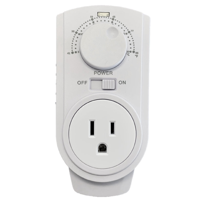 White Programmable Plug-in Thermostat for Heaters and AC