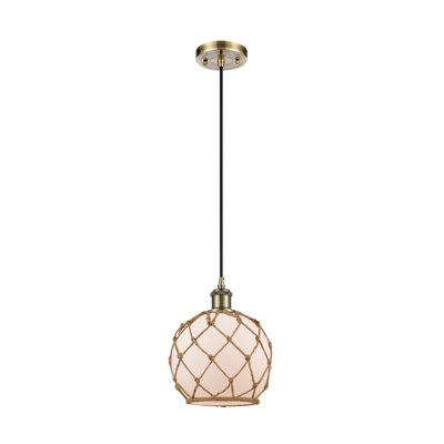 Luminaire suspendu en cloche 1 lumière avec accents de corde Cottrell