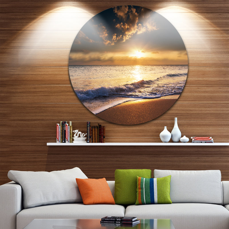 " Sunset Over Foaming Waves ", 23" H x 23" W x 1" D