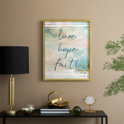 «Love Faith Hope», reproduction encadrée - bois massif