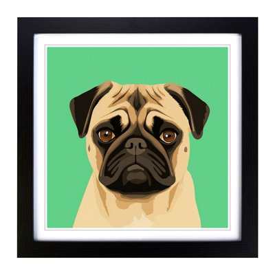Pug Minimalism - Single Picture Frame Print on Wood