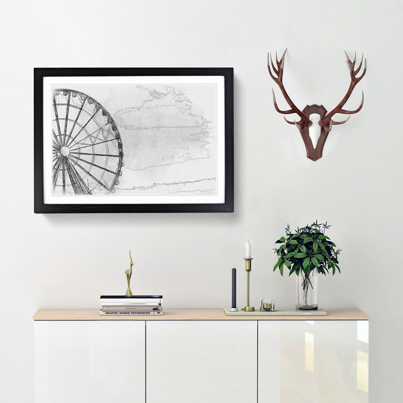 Ferris Wheel in Seattle - Picture Frame Graphic Art Print, 50cm H x 76cm W x 2cm D, Black