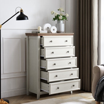 Commode 5 tiroirs beige pour économiser de l'espace