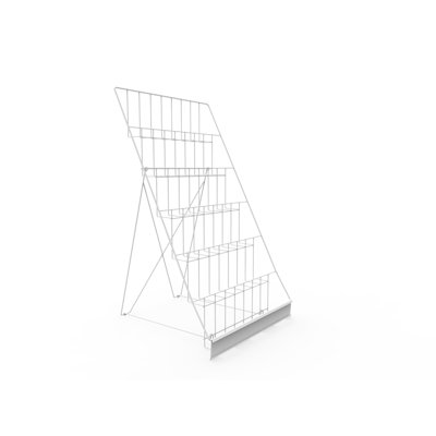 Organisateur de livres Inbox Zero® l 18 po pour magazines et dépliants, présentoir en fil blanc à 6 niveaux