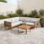 Méridiennes de patio en bois avec chaise d'angle, table et coussins-133244491