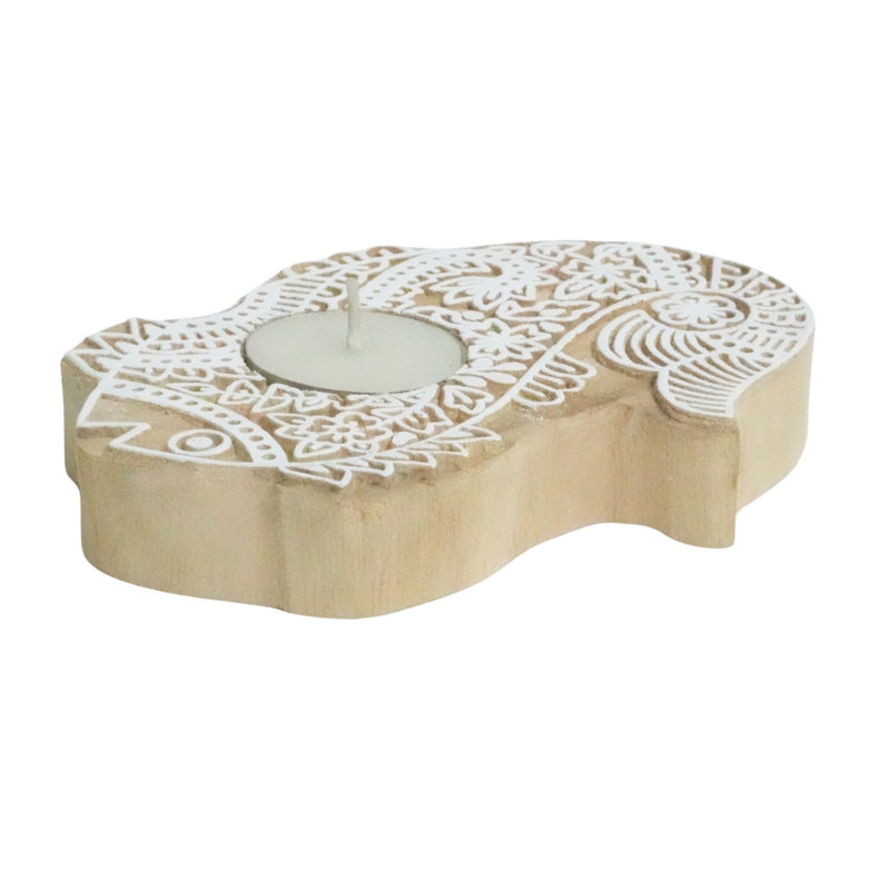  Handmade Wooden Candle Holder Natural Wood Stain Finish for Elegant Home Décor( Packof-6), 6