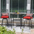 Ensemble de bar extérieur pivotant en métal 3 pièces avec trou pour parasol et coussins rembourrés