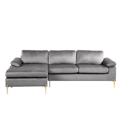 Velvet Sectional Sofa With Chaise