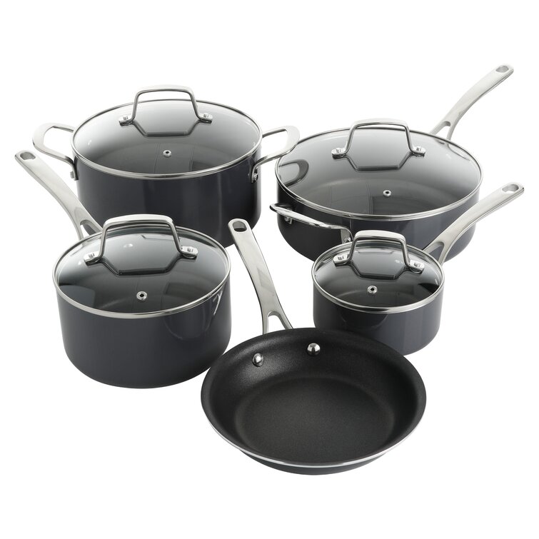 Martha Stewart Bosworth 10 Piece Hard Anodized Nonstick Aluminum Cookware Set - Black