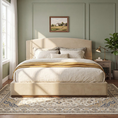 Modern Upholstered Bed Frame With  Headboard