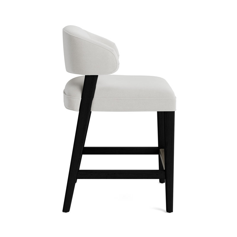Keane Bar Stool, Performance Velvet - Silver, Black, Counter Stool (25” Seat Height)