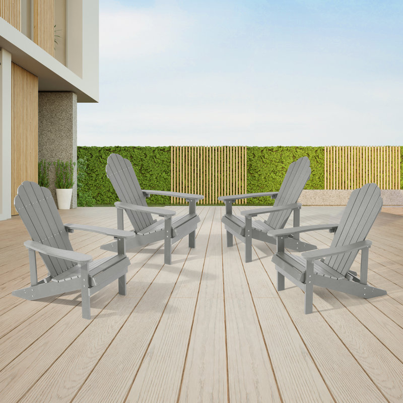 Chaise Adirondack de HiPS résistante aux intempéries, Gris clair