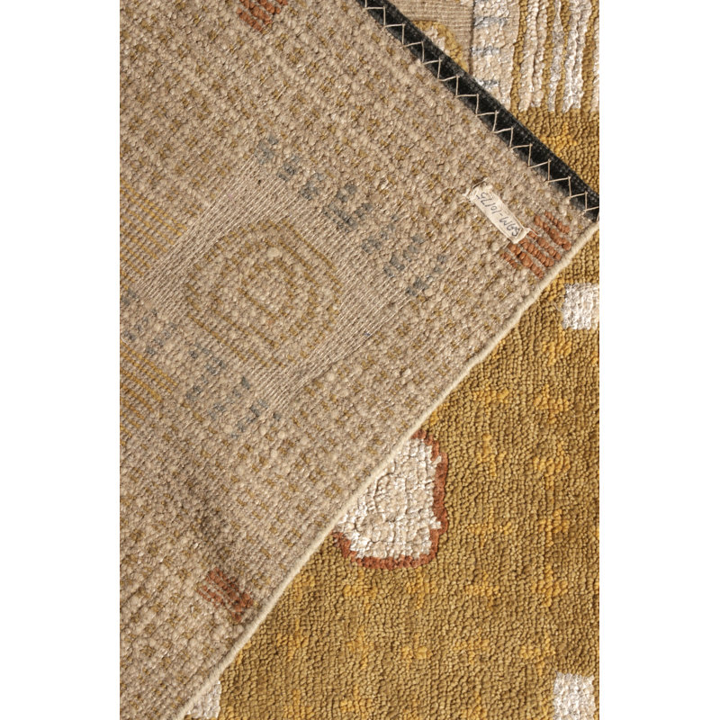 Scandinavian Hand Knotted Wool Geometric Area Rug, Rectangle 10' x 14'