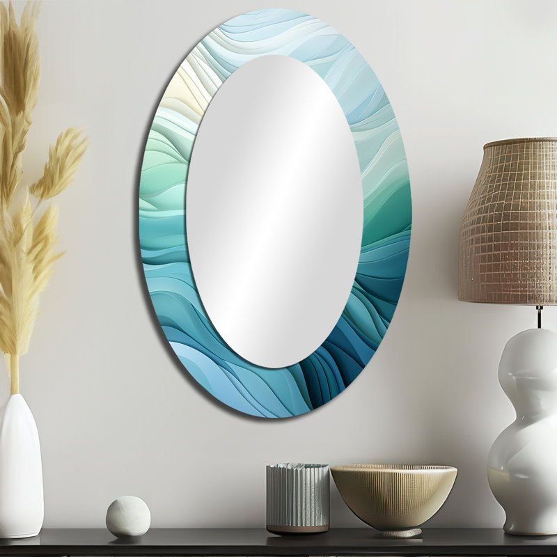 Miroir mural Gree And White Sway Wave Serenity III, 36 po x 24 po