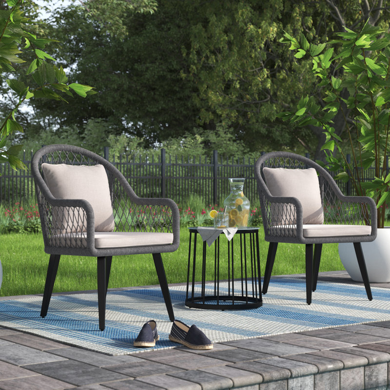 Paphos Round 2 - Person 24.4'' W Long Bistro Set with Cushions