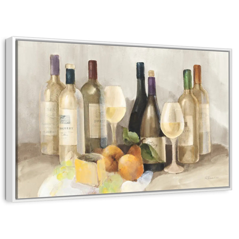 Vin et fruit II - lumière, Cadre flottant blanc, 25 po x 17 po