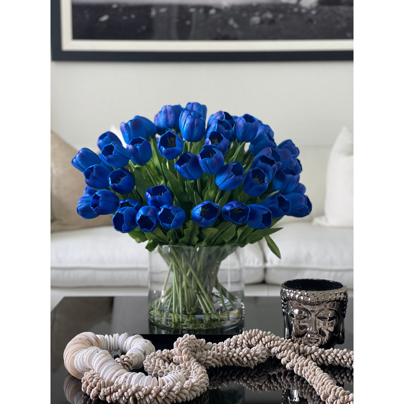 Large Rota Cylinder With Blue Tulips 