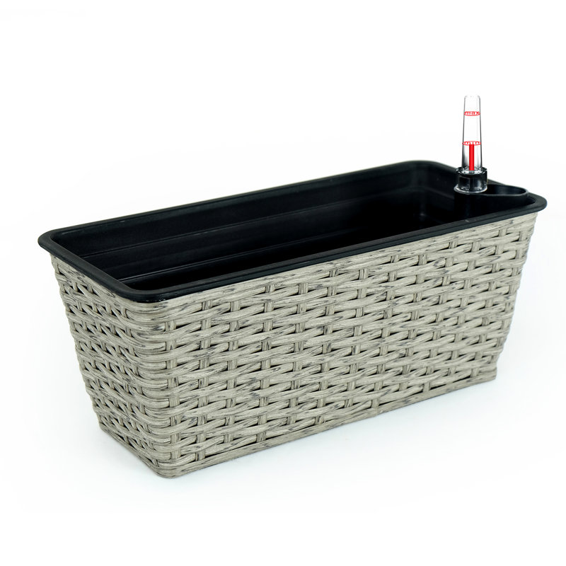2 Smart Indoor & Outdoor Flower Pots - Hand Woven , Grey Self-Watering System To Weather Changes, Simple Assembly Steps Planter Rectangular For All Gardens And Spaces Handmade, Attractive, Easy