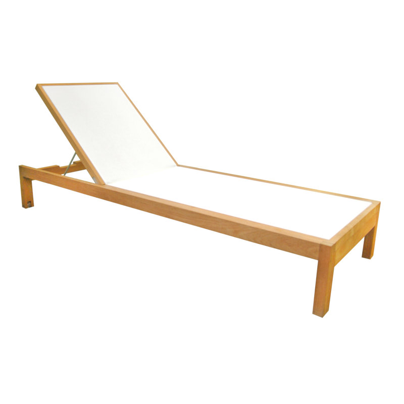 Chaise longue inclinable en teck Hamilton, Blanc