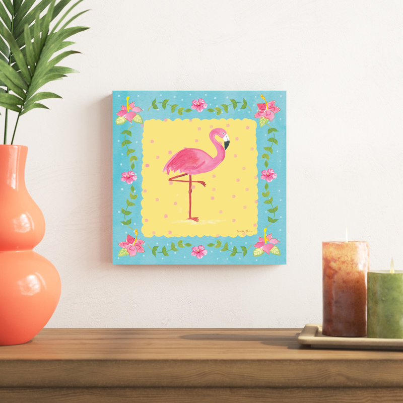 Flamingo Dance I Sq Border, H 12 po x l 12 po x P 1,25 po