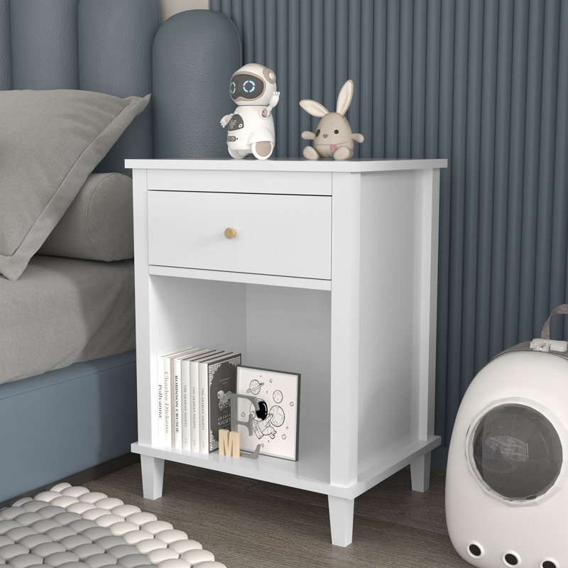 1 Drawer Nightstand, White