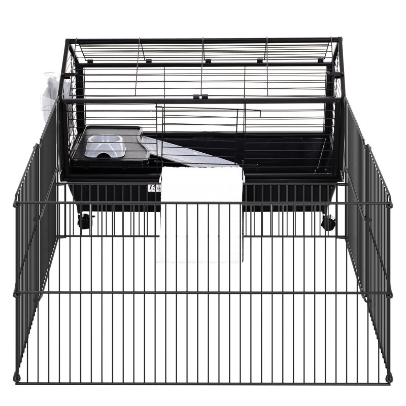 Cage pour petits animaux, L 35 po avec roulettes et bouteille d'eau - spacieuse pour cochons d'Inde, pliable et facile à ranger