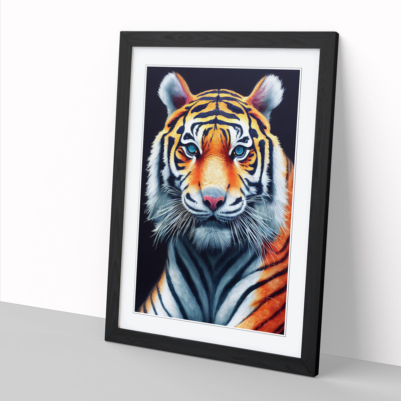 FRM-V0523-2515X Tiger Portrait Vol.3 - Single Picture Frame Print, Black, 34cm H x 25cm W x 2cm D