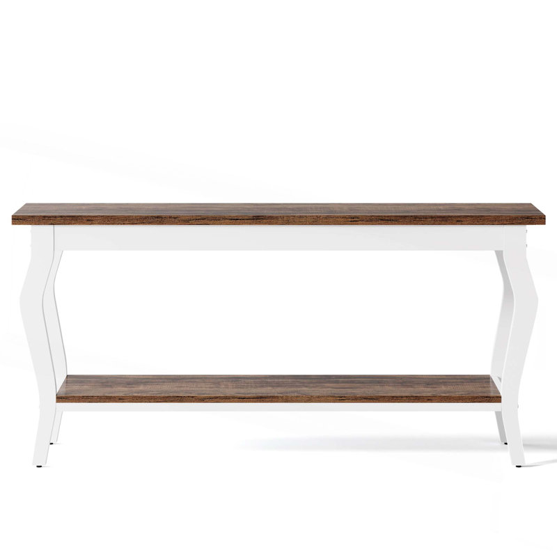 70.9" Vintage French Console Table - Extra Long Sofa Table Behind Couch W/ 2 Shelves