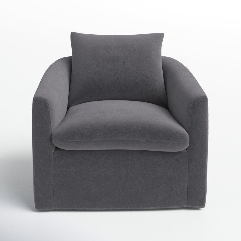 Menta Upholstered Swivel Barrel Chair, Capricorn Charcoal Canvas