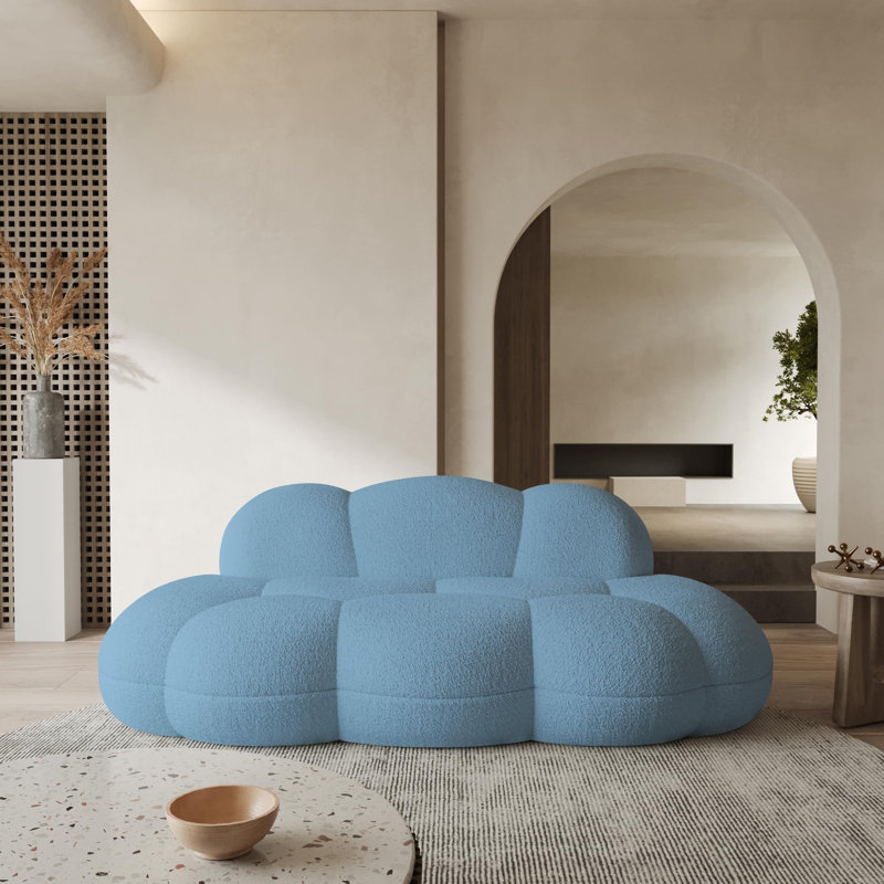 Fauteuil à billes incurvé moderne à 3 places Shirley, Bleu