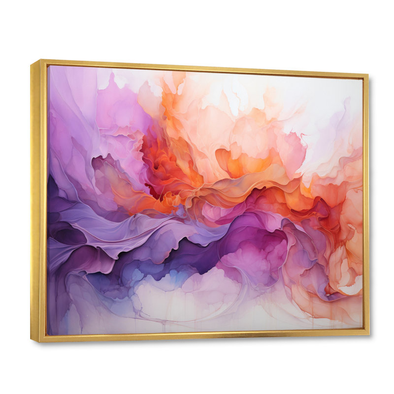 Vibrant tourbillons sur toile, H 16 po x l 32 po x P 1 po, Cadre flottant doré