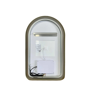 32 Inch Arch LED Front and Backlit Wall Mirror in Satin Gold