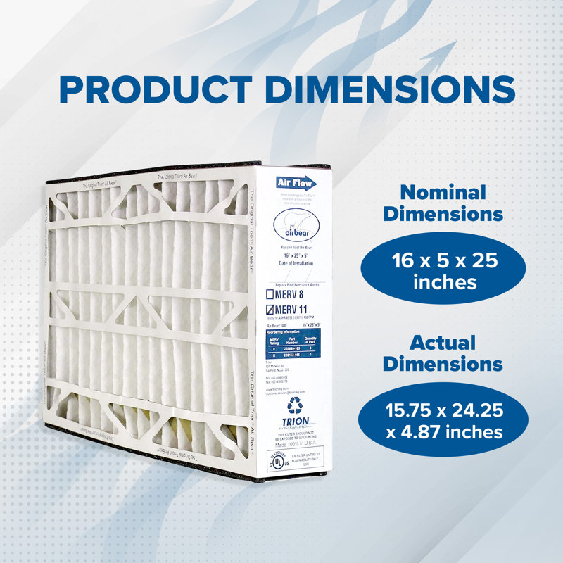 Trion Air Filter for Air Purifier, 16" H x 25" W x 5" D