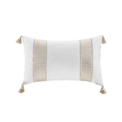 Harbor House Anslee Embroidered Cotton Oblong Decorative Pillow In Taupe