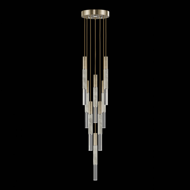 Antonia 11 - Light LED Cluster Pendant, Standard Soft Gold Leaf/Nickel
