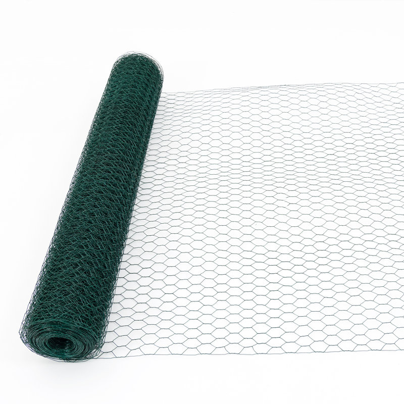 Grande clôture grillagée verte hexagonale galvanisée 60M, filet anti-rouille pour jardin extérieur et poulaillers, Vert
