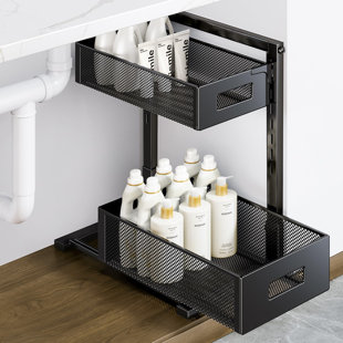 Rangement sous-lavabo à 2 niveaux pour cuisine, salle de bain
