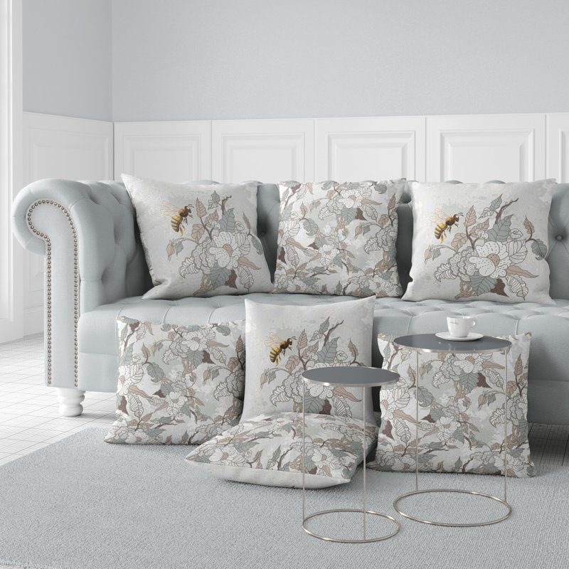 Housse de coussin carré en polyester Bee Bush Bliss Feti, 16 po x 16 po