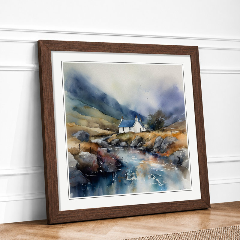 Scotland Watercolour - Framed Print, Walnut