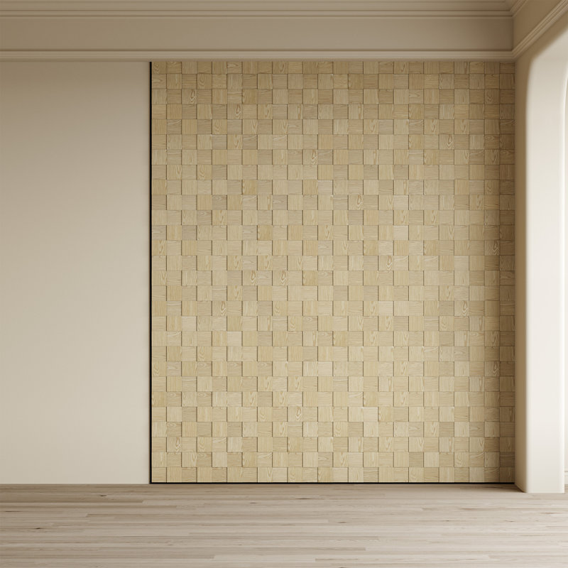 Acoustic Wall Paneling-Set of 4 - 23.6"x23.6" Mosaic Style Paintable Sound Absorbing Wood Wall Panels - 15.5 sq ft Coverage for Living Room, Bedroom, Fireplace, Home Theater, Office