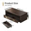 Dark Wood Coffee Table 120cm With 2 Drawers & Open Shelf Storage, Modern Rectangular Living Room Table