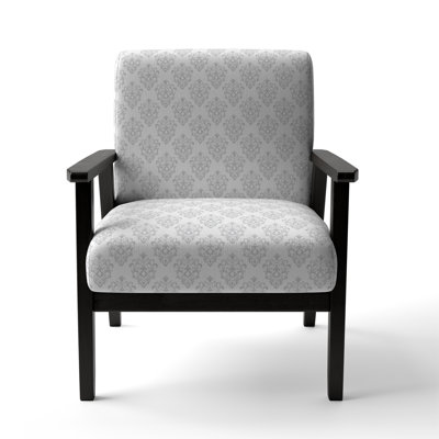 Fauteuil d'appoint rembourré à motif damas blanc Baroque