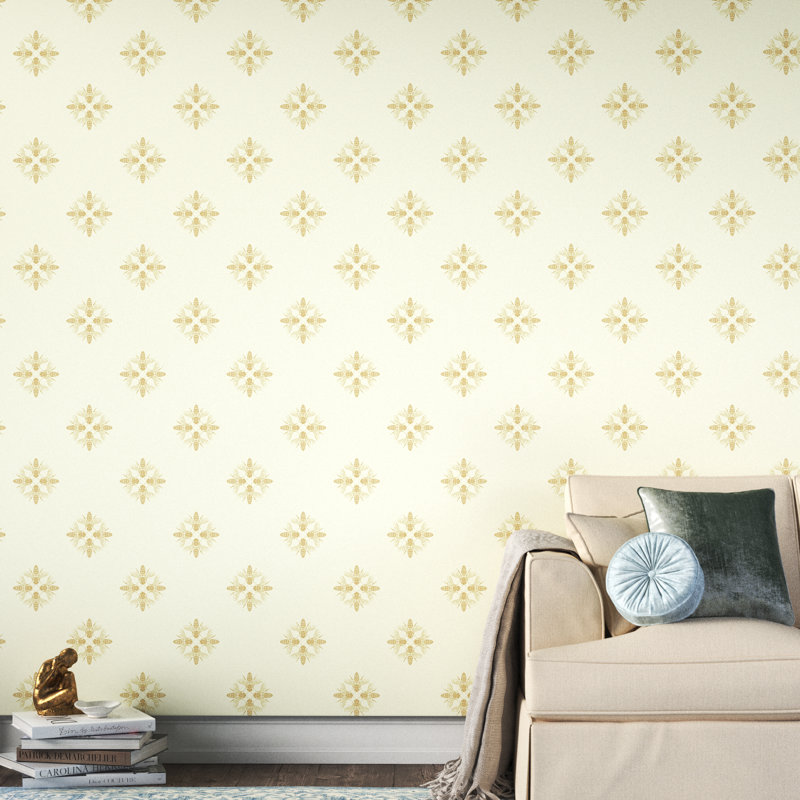 Rouleau de papier peint L 33 pi x l 20,5 po Honey Bee, Doré / crème
