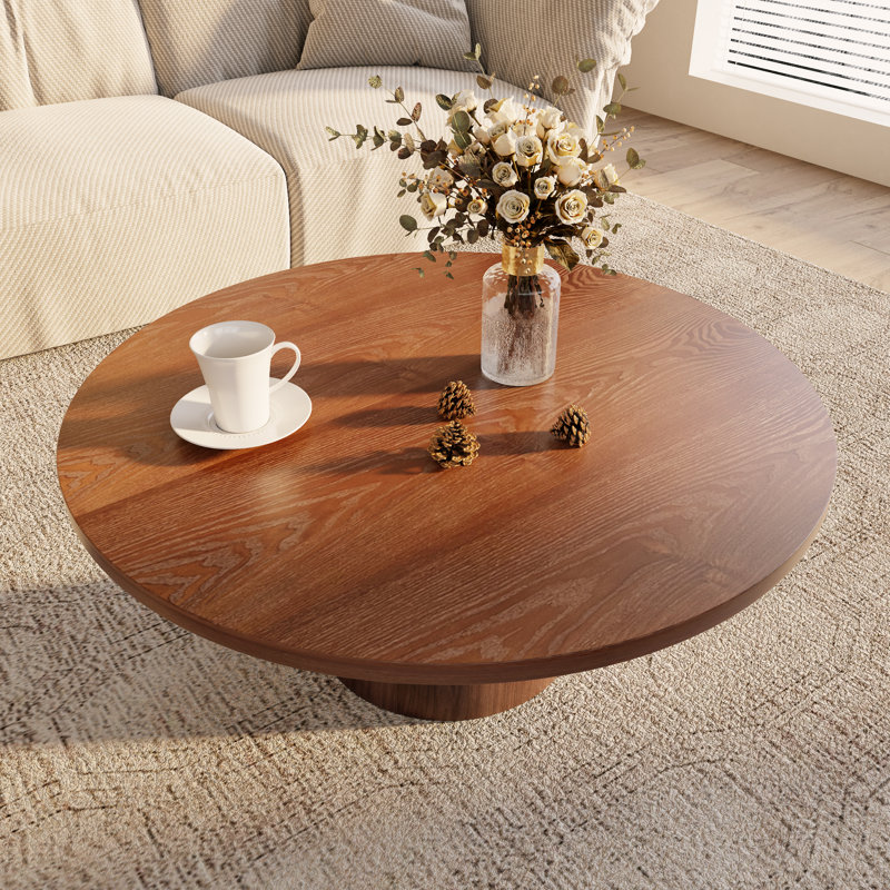 Table basse ronde en bois massif de style Mid-Century pour le salon et la décoration intérieure