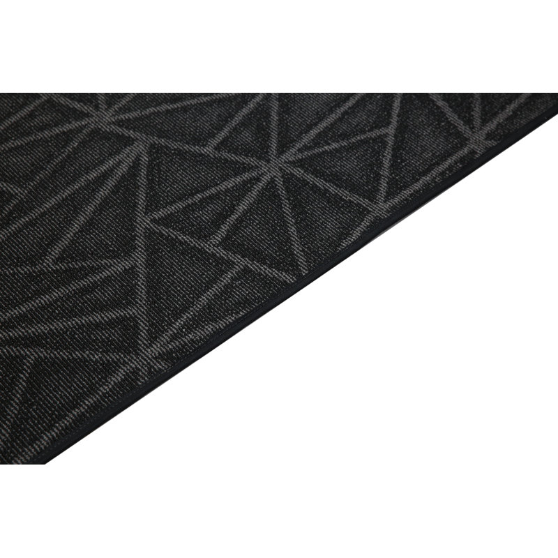 Tapis noir à motif géométrique Velmanikandan, Demi-cercle 1 pi 6 po x 3 pi