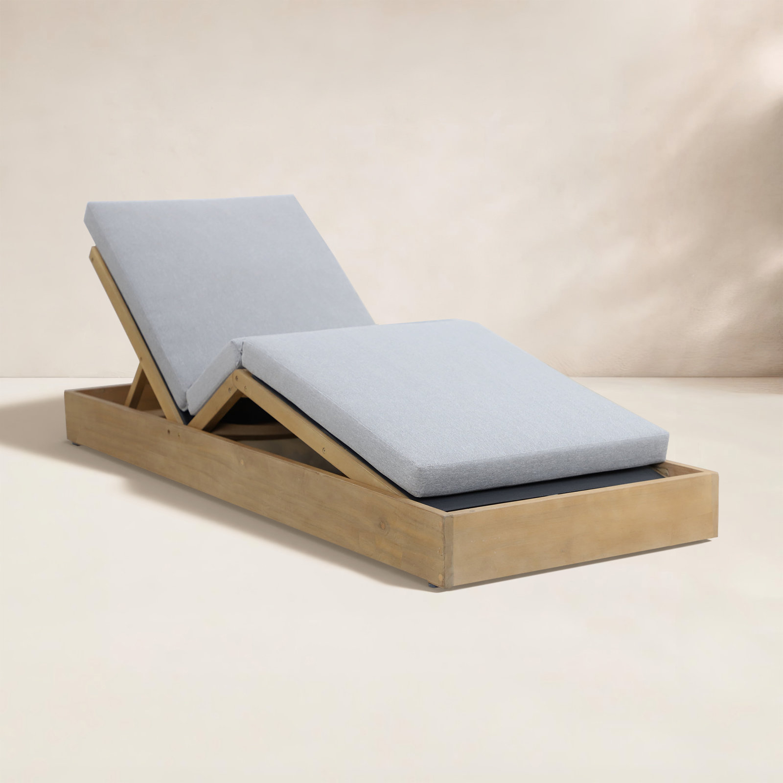 Adriatic 27'' Outdoor Acacia Chaise Lounge, Gray