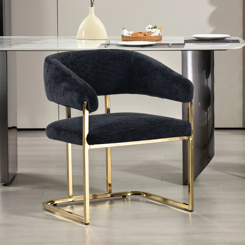Modern Metal Frame Upholstered Armchair Dining chair, Black