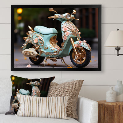 Turquoise, or, scooter personnalisé, croiseur III, impression sur toile